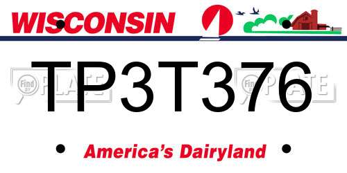 TP3T376 Wisconsin License Plate