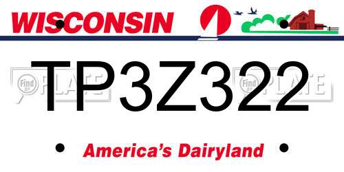 TP3Z322 Wisconsin License Plate