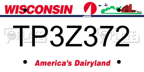 TP3Z372 Wisconsin License Plate