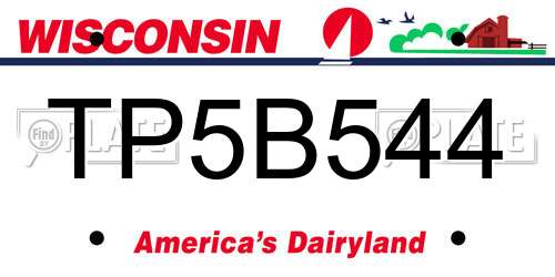 TP5B544 Wisconsin License Plate