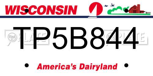 TP5B844 Wisconsin License Plate