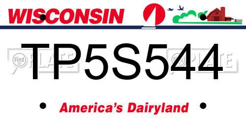 TP5S544 Wisconsin License Plate