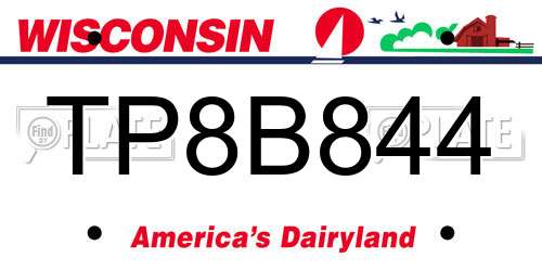 TP8B844 Wisconsin License Plate