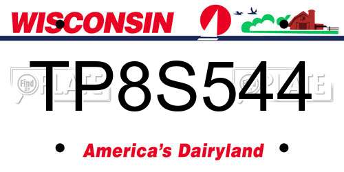 TP8S544 Wisconsin License Plate