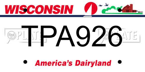 TPA926 Wisconsin License Plate