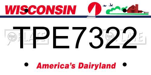TPE7322 Wisconsin License Plate