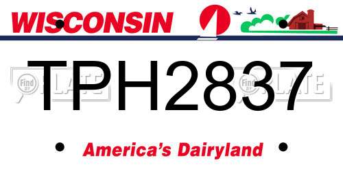 TPH2837 Wisconsin License Plate