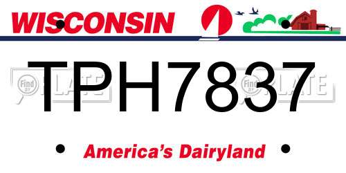 TPH7837 Wisconsin License Plate