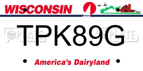 TPK89G Wisconsin License Plate