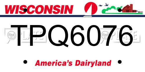 TPQ6076 Wisconsin License Plate