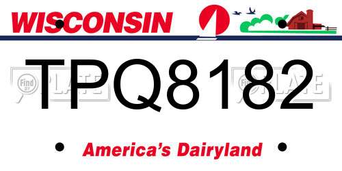 TPQ8182 Wisconsin License Plate