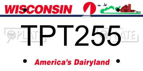 TPT255 Wisconsin License Plate