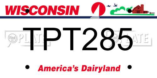 TPT285 Wisconsin License Plate