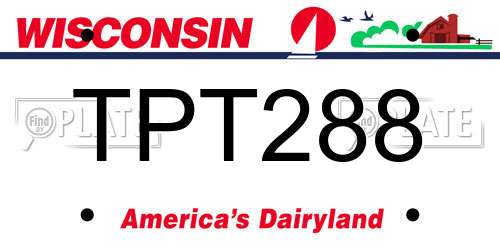 TPT288 Wisconsin License Plate