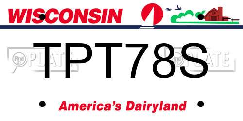 TPT78S Wisconsin License Plate