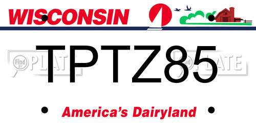 TPTZ85 Wisconsin License Plate
