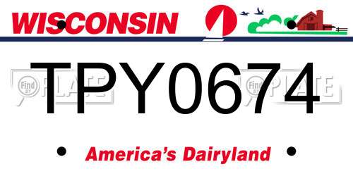 TPY0674 Wisconsin License Plate