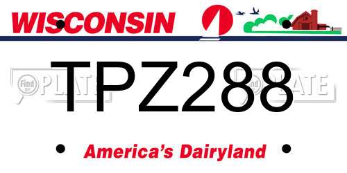TPZ288 Wisconsin License Plate