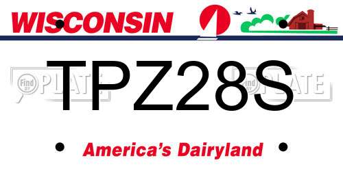 TPZ28S Wisconsin License Plate