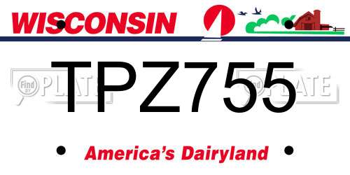 TPZ755 Wisconsin License Plate