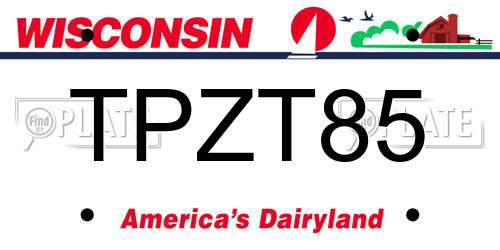 TPZT85 Wisconsin License Plate