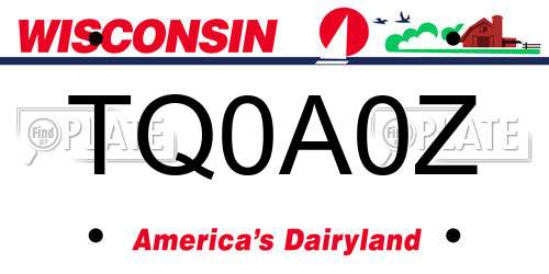 TQ0A0Z Wisconsin License Plate