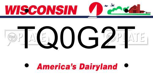 TQ0G2T Wisconsin License Plate