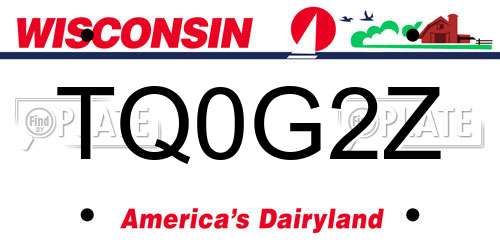 TQ0G2Z Wisconsin License Plate