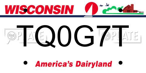TQ0G7T Wisconsin License Plate