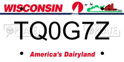 TQ0G7Z Wisconsin License Plate