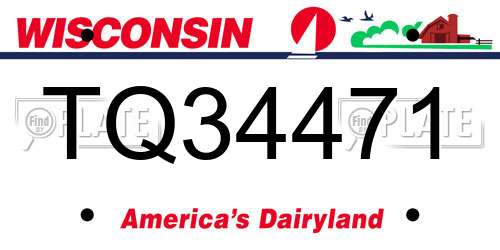 TQ34471 Wisconsin License Plate