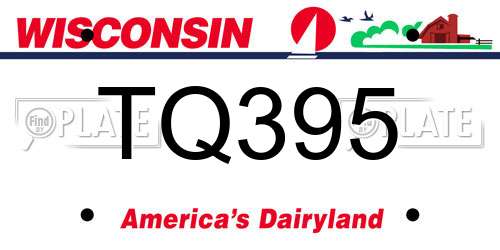 TQ395 Wisconsin License Plate