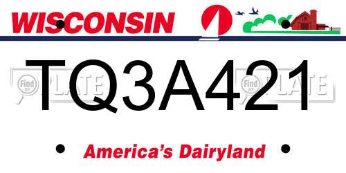 TQ3A421 Wisconsin License Plate