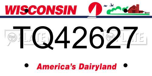 TQ42627 Wisconsin License Plate