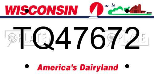 TQ47672 Wisconsin License Plate
