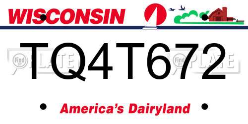 TQ4T672 Wisconsin License Plate