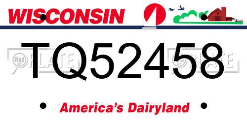 TQ52458 Wisconsin License Plate