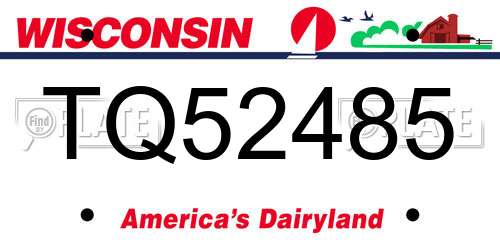 TQ52485 Wisconsin License Plate