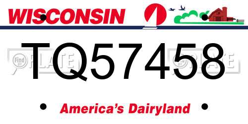 TQ57458 Wisconsin License Plate