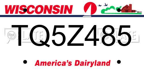 TQ5Z485 Wisconsin License Plate