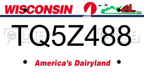 TQ5Z488 Wisconsin License Plate
