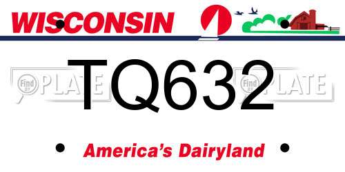 TQ632 Wisconsin License Plate