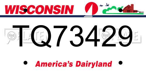 TQ73429 Wisconsin License Plate