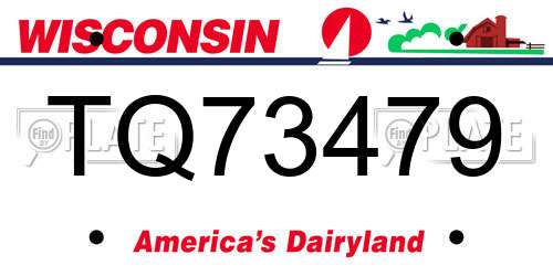 TQ73479 Wisconsin License Plate