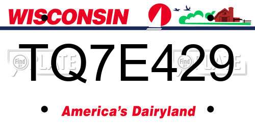 TQ7E429 Wisconsin License Plate