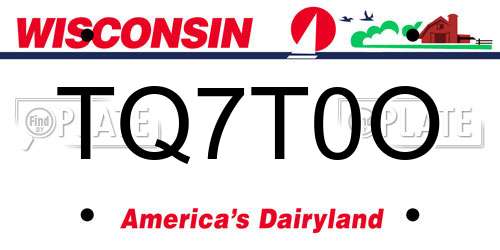 TQ7T0O Wisconsin License Plate