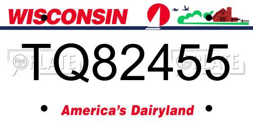 TQ82455 Wisconsin License Plate