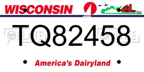 TQ82458 Wisconsin License Plate