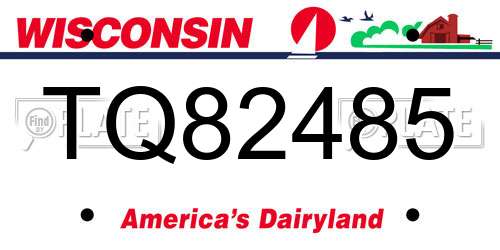 TQ82485 Wisconsin License Plate