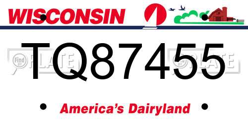 TQ87455 Wisconsin License Plate